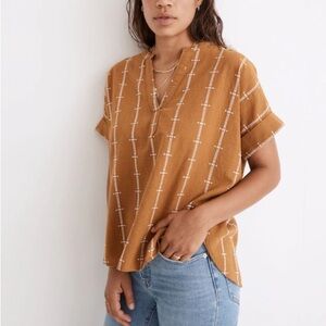 Madewell Lakeline Popover Short Sleeve V-Neck Top